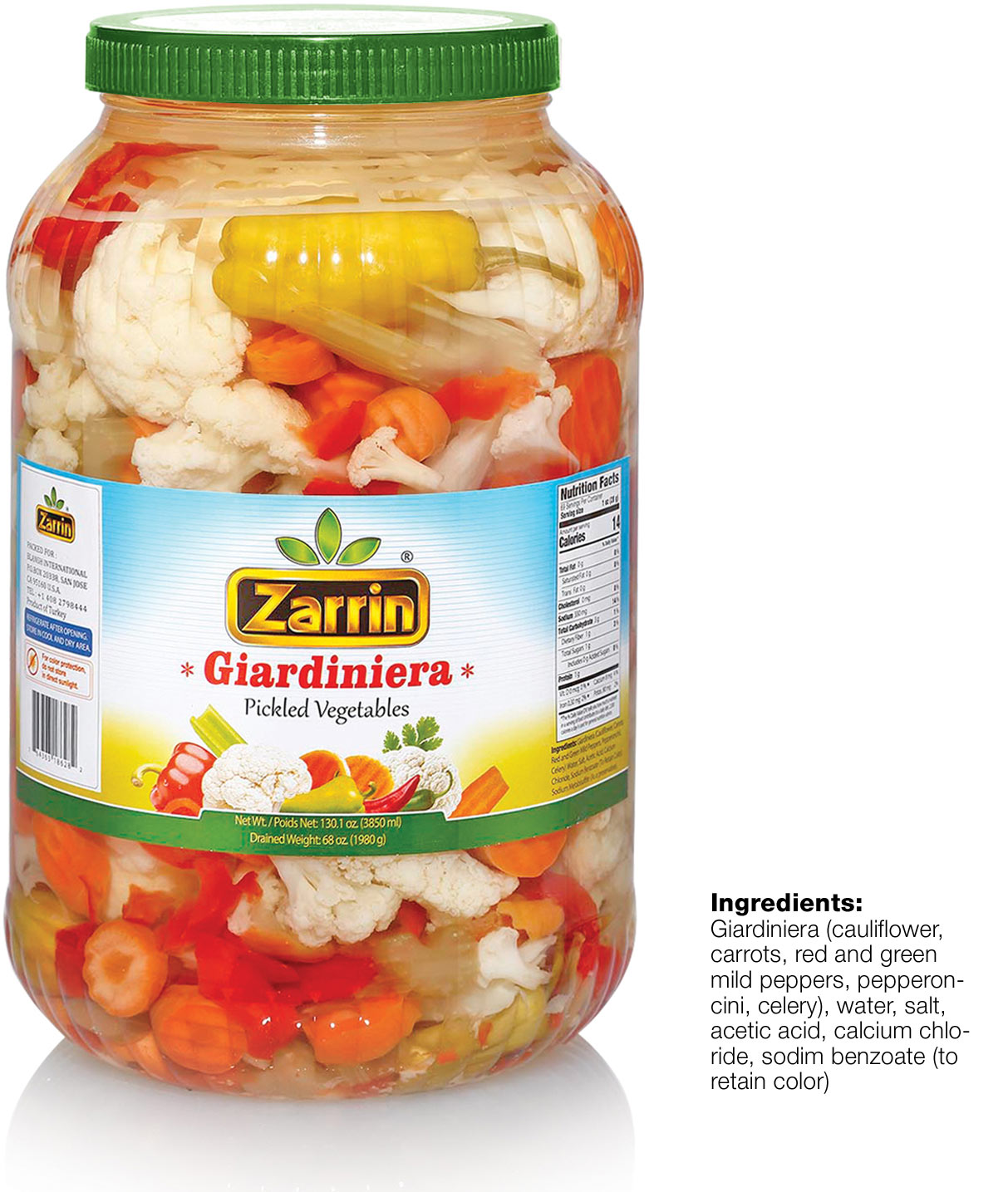 Zarrin giardiniera in PET with 130.1 oz.