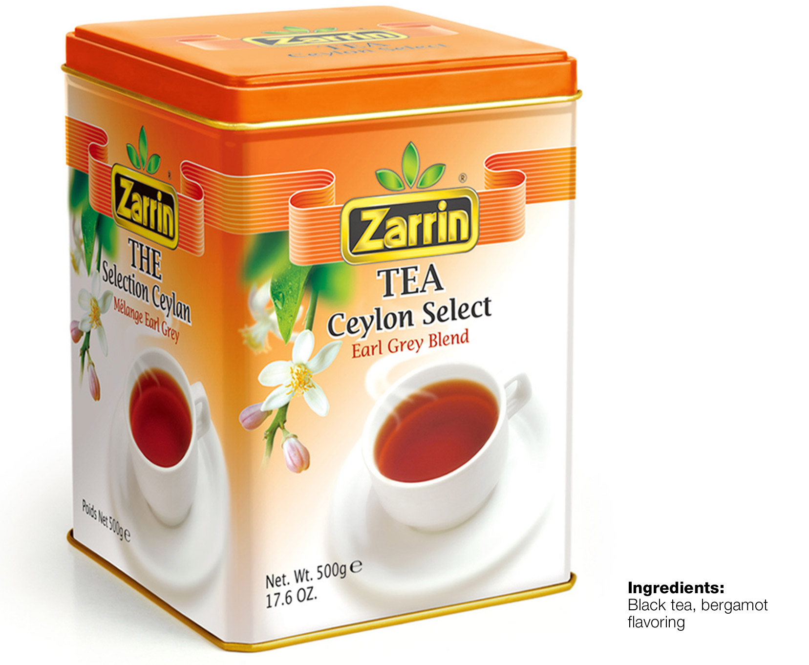 Zarrin selected earl grey tea in 14 oz tin.