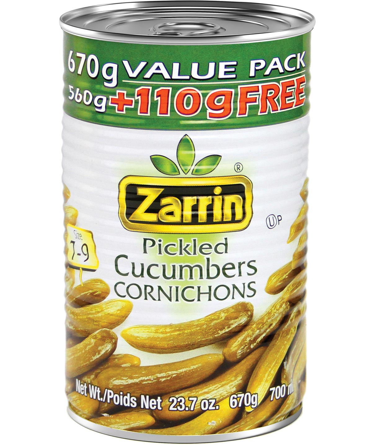 Zarrin Pickled Cucumbers 7-9 + 20% Free