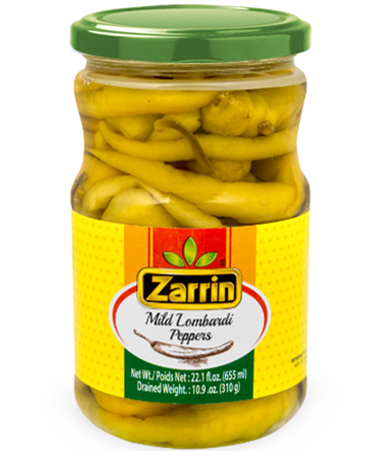 Zarrin Mild Lombardi Peppers In Glass Jar