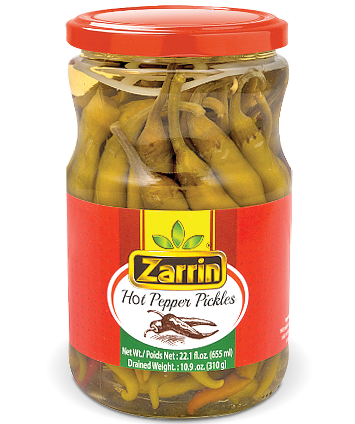 Zarrin Hot Frenk Pepper Pickles In Glass Jar Zarrin Hot Frenk Pepper Pickles In Glass Jar